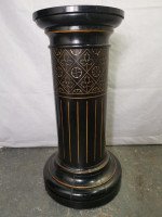 Aesthetic Movement Ebonized Pedestal Torchiere with Incized & Gilded Decoration - Thumbnail 3