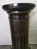 Aesthetic Movement Ebonized Pedestal Torchiere with Incized & Gilded Decoration - Thumbnail 4