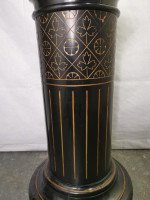 Aesthetic Movement Ebonized Pedestal Torchiere with Incized & Gilded Decoration - Thumbnail 7