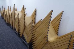 Riccardo Blumer for Alias, Laleggera 42 X Stacking Maple Chairs with Steel Trolleys - Thumbnail 15
