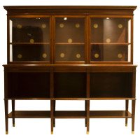 E W Godwin, for Collinson & Lock. An Anglo-Japanese Walnut & Glazed Side Cabinet - Thumbnail 1