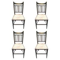 Shapland & Petter, attributed. A Set of Four Simple Arts & Crafts Rush Seated Chairs