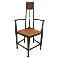 G M Ellwood for J S Henry, an English Art Nouveau Armchair with Stylized Inlays - Thumbnail 1