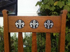 Wylie & Lochhead, Set of Six Arts & Crafts Oak Dining Chairs with Pewter Inlays - Thumbnail 6