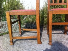 Wylie & Lochhead, Set of Six Arts & Crafts Oak Dining Chairs with Pewter Inlays - Thumbnail 8