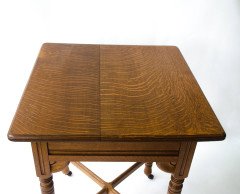 Bruce Talbert Attributed,. Gothic Revival Oak Side Table With Upper Drawer - Thumbnail 3
