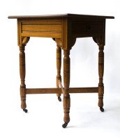 Bruce Talbert Attributed,. Gothic Revival Oak Side Table With Upper Drawer  - Thumbnail 2