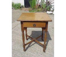 Bruce Talbert Attributed,. Gothic Revival Oak Side Table With Upper Drawer - Thumbnail 4