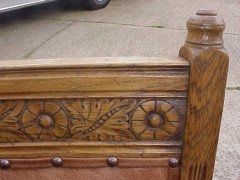 E W Godwin. An Aesthetic Movement Carved Oak Armchair with Ebonized Spindles - Thumbnail 4