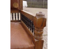 E W Godwin. An Aesthetic Movement Carved Oak Armchair with Ebonized Spindles - Thumbnail 5
