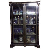 Dr. C. Dresser, attributed. Aesthetic Movement Incised, Gilded & Ebonized Display Cabinet
