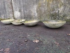Willy Guhl for Eternit, 2 Pairs Mid- Century Modern Concrete Garden Dish Planters - Thumbnail 2