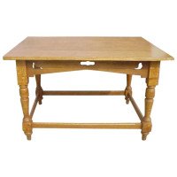 Voysey Style of Arts & Crafts Oak Dining Table with Dove Cut-Outs Below the Top