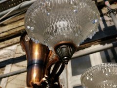 French Art Deco Chandelier with the Original Opaque Moulded Icicle Glass Shades - Thumbnail 11