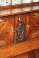 John Pollard Seddon attr, Gothic Revival Oak Sideboard, Minton Shakespeare Tiles - Thumbnail 1
