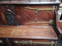 John Pollard Seddon attr, Gothic Revival Oak Sideboard, Minton Shakespeare Tiles - Thumbnail 8