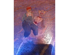 Liberty & Co. Arts & Crafts Oak Nursery Trunk Inlaid with Dutch Couples Dancing - Thumbnail 4