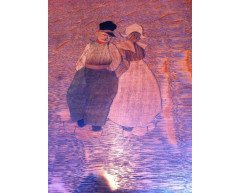 Liberty & Co. Arts & Crafts Oak Nursery Trunk Inlaid with Dutch Couples Dancing - Thumbnail 5