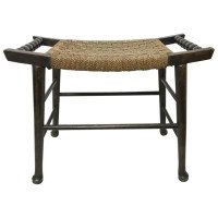 Liberty & Co Attr an Oak Side Stool with Sea Grass Seat, Turned Handles and Legs - Thumbnail 1