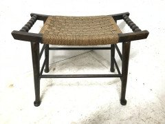 Liberty & Co Attr an Oak Side Stool with Sea Grass Seat, Turned Handles and Legs - Thumbnail 2