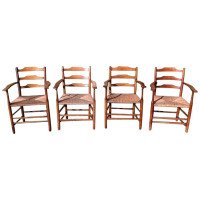 E Gardiner & P Clissett 3 Arts & Crafts Cotswold School Ladder Back Armchairs - Thumbnail 8