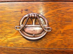 George Walton Style of a Small Arts & Crafts Oak Sideboard with Floral Carvings - Thumbnail 9