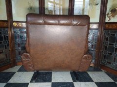 Mid Century French Cantilever Armchair with Original Brown Vinyl Upholstery - Thumbnail 3