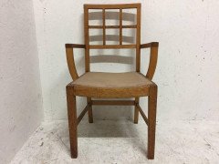 Heals of London Attri, A set of 12 Lattice Back Oak Arts & Crafts Armchairs  - Thumbnail 4
