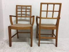Heals of London Attri, A set of 12 Lattice Back Oak Arts & Crafts Armchairs  - Thumbnail 5