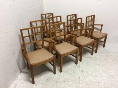 Heals of London Attri, A set of 12 Lattice Back Oak Arts & Crafts Armchairs  - Thumbnail 6