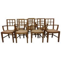 Heals of London Attri, A set of 12 Lattice Back Oak Arts & Crafts Armchairs - Thumbnail 8