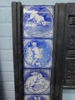 Pair of Aesthetic Movement Cast Fire Inserts with Mintons Aesop's Fables Tiles - Thumbnail 3