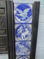 Pair of Aesthetic Movement Cast Fire Inserts with Mintons Aesop's Fables Tiles - Thumbnail 8