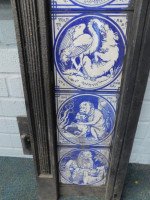 Pair of Aesthetic Movement Cast Fire Inserts with Mintons Aesop's Fables Tiles - Thumbnail 9