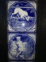Pair of Aesthetic Movement Cast Fire Inserts with Mintons Aesop's Fables Tiles - Thumbnail 10