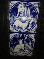 Pair of Aesthetic Movement Cast Fire Inserts with Mintons Aesop's Fables Tiles - Thumbnail 12
