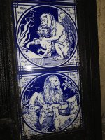 Pair of Aesthetic Movement Cast Fire Inserts with Mintons Aesop's Fables Tiles - Thumbnail 15
