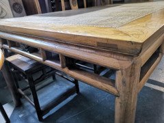Chinese Hard Wood Dining Table & Eight Matching Chairs All with Stylized Carving - Thumbnail 6