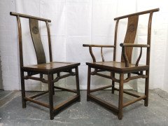 Chinese Hard Wood Dining Table & Eight Matching Chairs All with Stylized Carving - Thumbnail 10