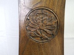 Chinese Hard Wood Dining Table & Eight Matching Chairs All with Stylized Carving - Thumbnail 11