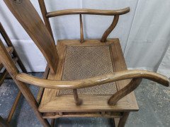 Chinese Hard Wood Dining Table & Eight Matching Chairs All with Stylized Carving - Thumbnail 16