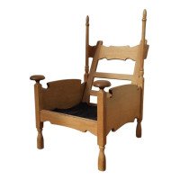 Scandinavian Pair of Oak Arts & Crafts Style Armchairs with Elongated Uprights - Thumbnail 1