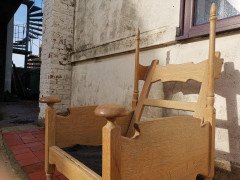 Scandinavian Pair of Oak Arts & Crafts Style Armchairs with Elongated Uprights - Thumbnail 5