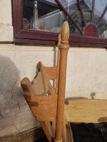 Scandinavian Pair of Oak Arts & Crafts Style Armchairs with Elongated Uprights - Thumbnail 7