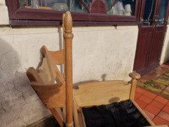 Scandinavian Pair of Oak Arts & Crafts Style Armchairs with Elongated Uprights - Thumbnail 8
