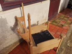 Scandinavian Pair of Oak Arts & Crafts Style Armchairs with Elongated Uprights - Thumbnail 9