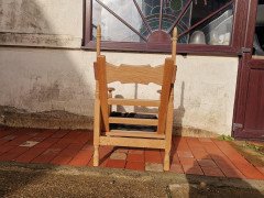 Scandinavian Pair of Oak Arts & Crafts Style Armchairs with Elongated Uprights - Thumbnail 10
