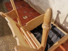 Scandinavian Pair of Oak Arts & Crafts Style Armchairs with Elongated Uprights - Thumbnail 13
