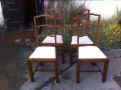 Heals, Set of Four English Arts & Crafts Oak Arched Top Ladderback Dining Chairs - Thumbnail 2