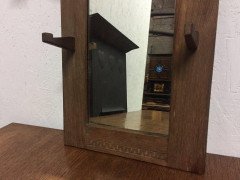 Cotswold School Arts & Crafts Oak Hall Mirror, Attributed to Stanley Webb Davies - Thumbnail 4